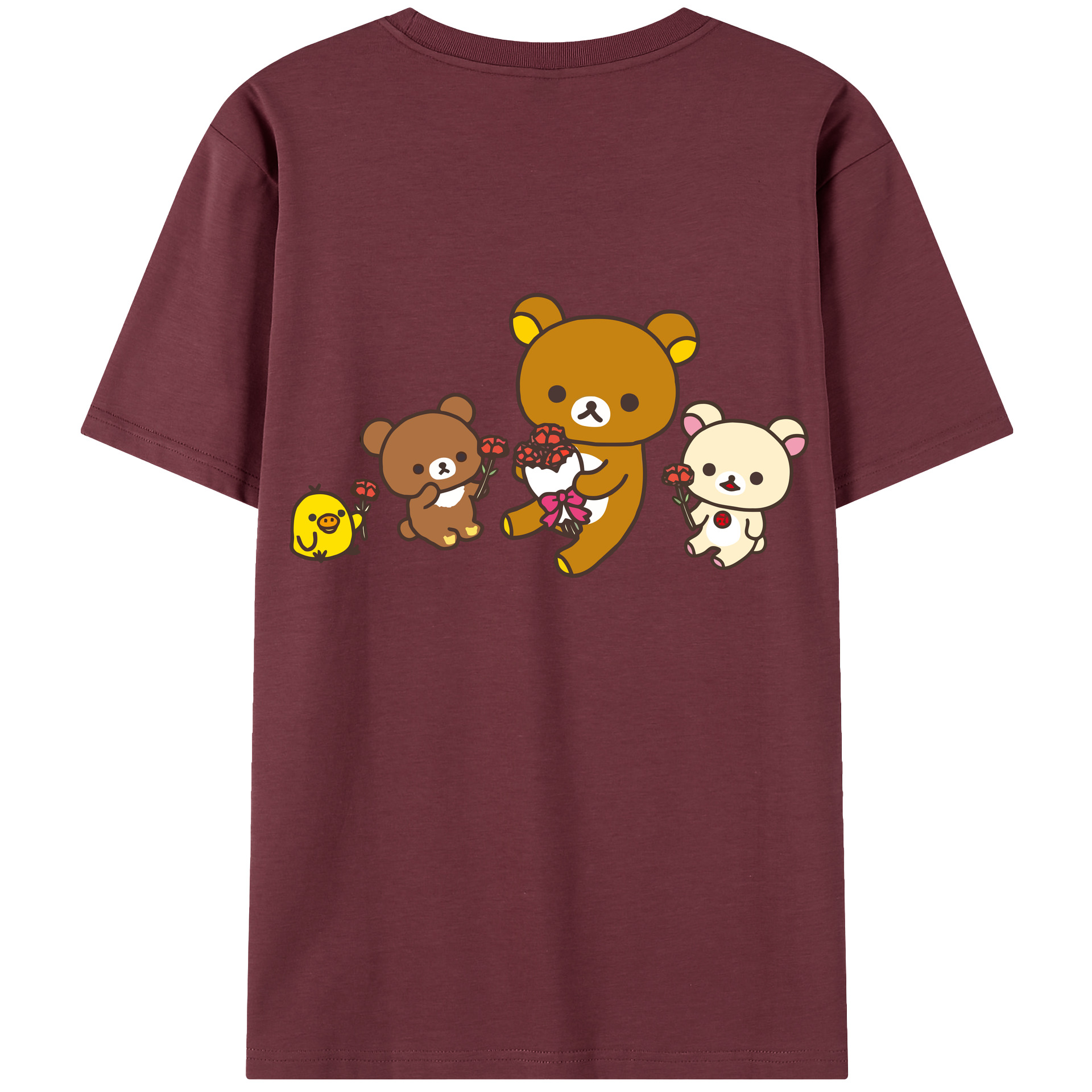 （画像用） リラックマ リラックマ キイロイトリ Rilakkuma Korilakkuma Kiiroitori 綿100％半袖Tシャツ（背面プリント）